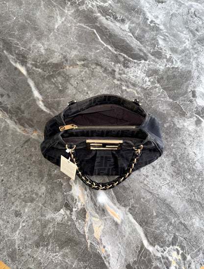FENDI MIA ZUCCA SMALL SHOULDER BAG BLACK