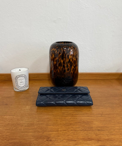 CHANEL CLASSIC LONG WALLET LAMBSKIN SERIES 17 NAVY