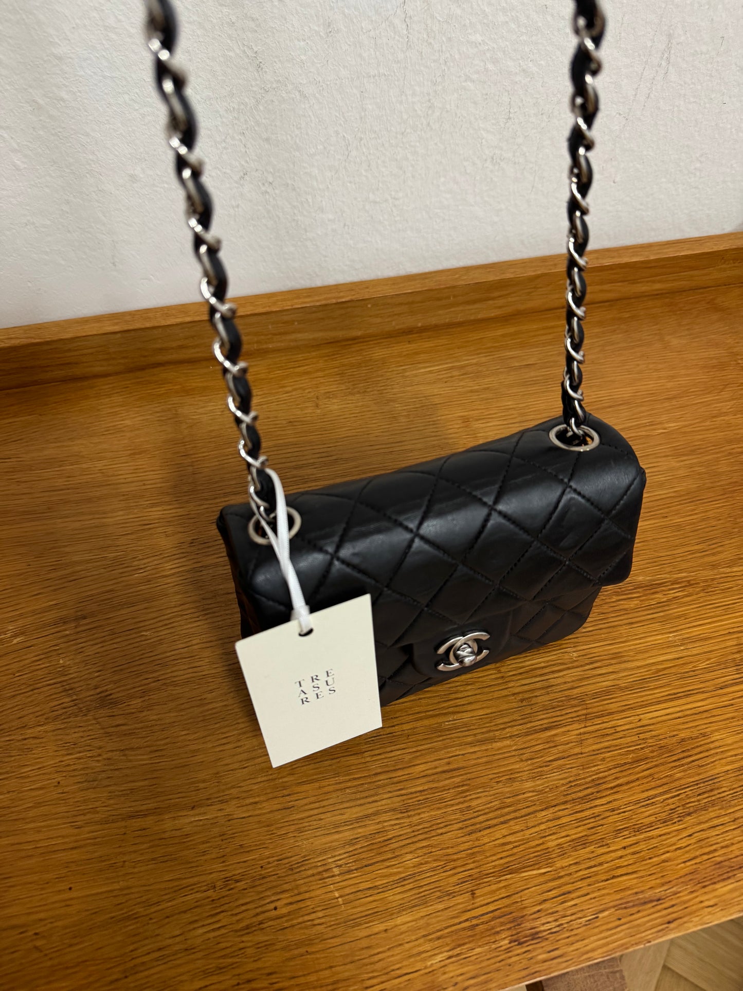 CHANEL SILVER HW RECTANGULAR FLAP BAG