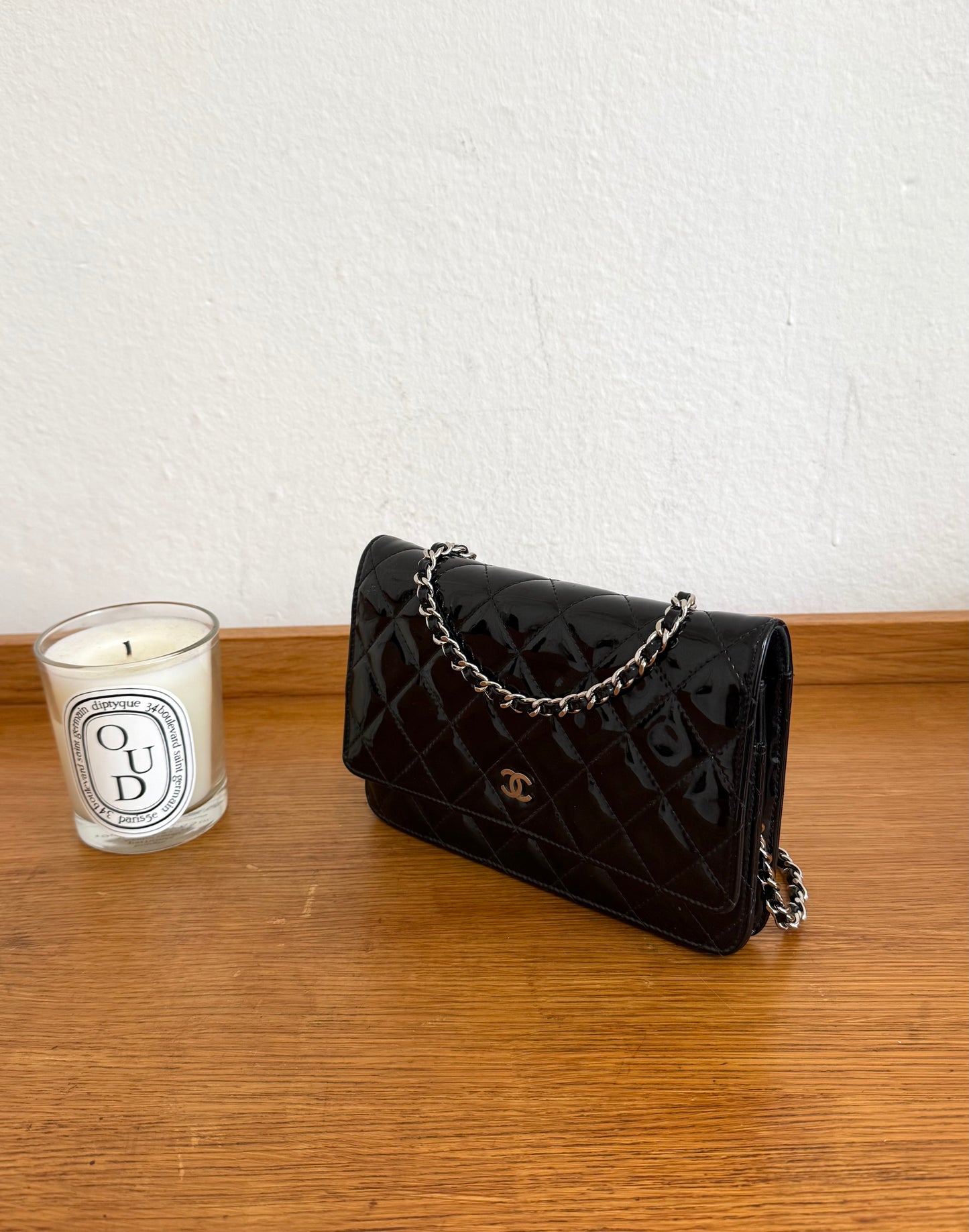 CHANEL PATENT LEATHER WOC BLACK