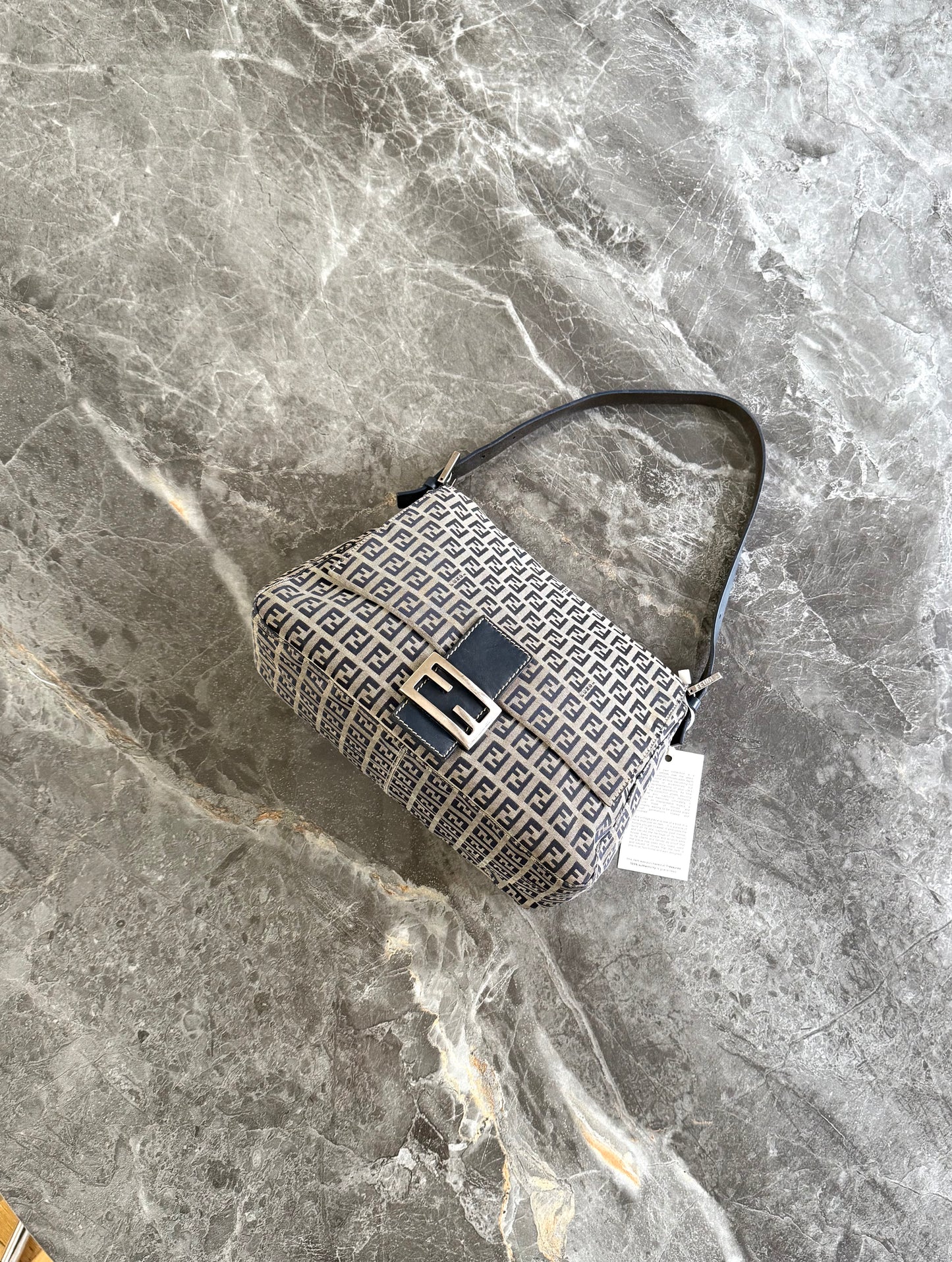 FENDI ZUCCA MAMMA BAGUETTE BAG NAVY
