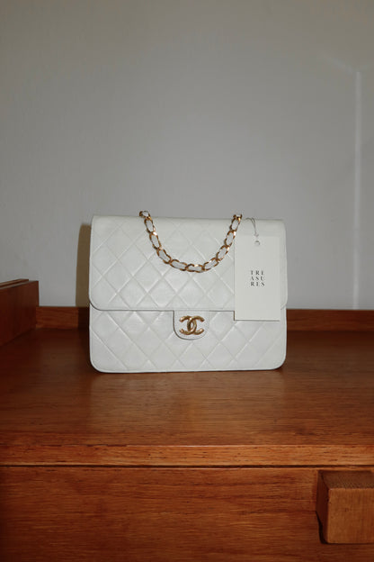 CHANEL 80s SINGLE FLAP BAG CREAM