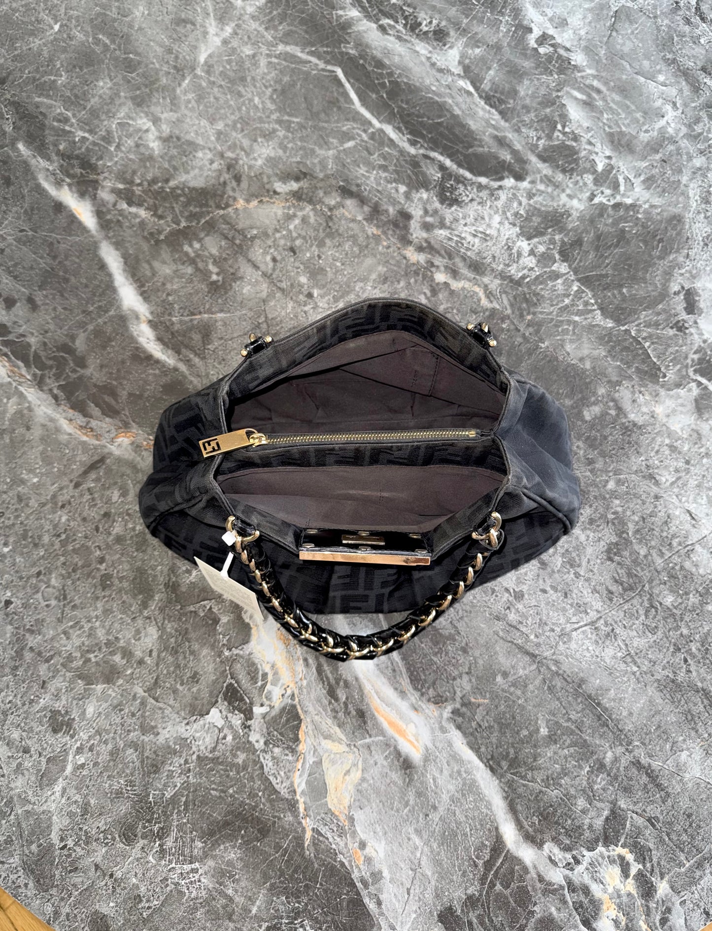 FENDI MIA ZUCCA SMALL SHOULDER BAG BLACK