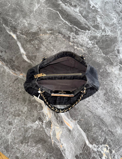 FENDI MIA ZUCCA SMALL SHOULDER BAG BLACK