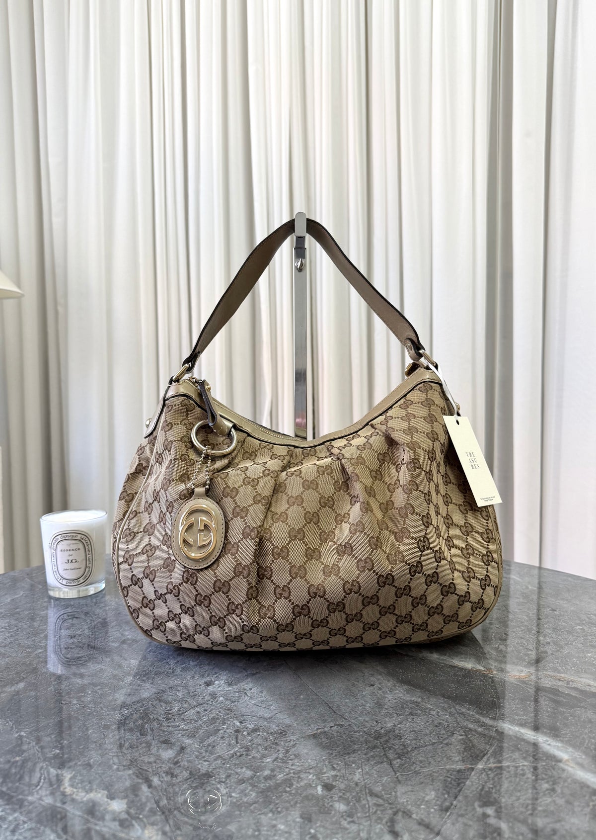 Gucci Abbey GG Canvas Bag Beige Gold HW
