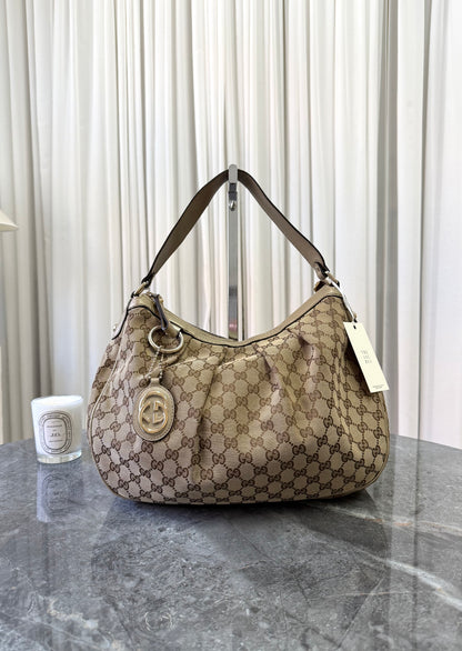 Gucci Abbey GG Canvas Bag Beige Gold HW