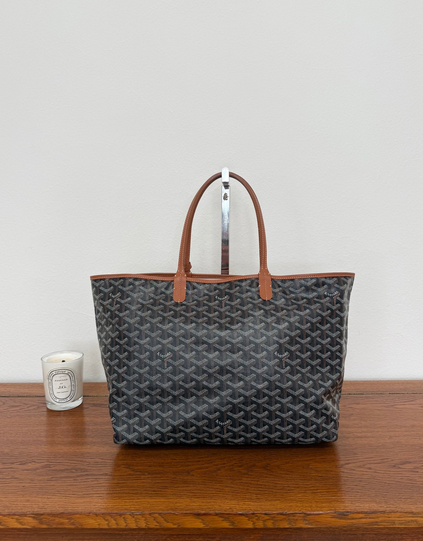 GOYARD SAINT LOUIS PM TOTE BAG & POUCH BLACK BROWN