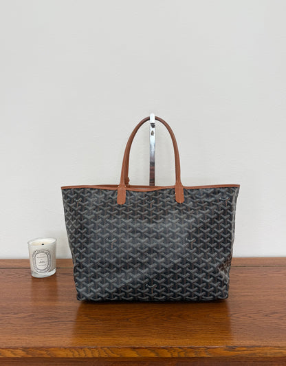 GOYARD SAINT LOUIS PM TOTE BAG & POUCH BLACK BROWN