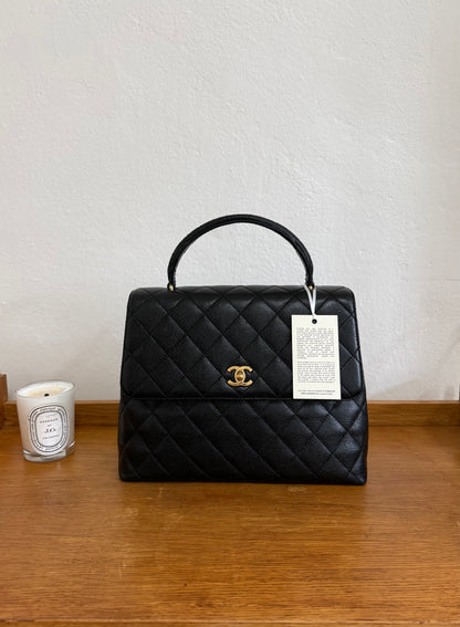 CHANEL MATELASSE CAVIAR KELLY BLACK 24K GOLD HW