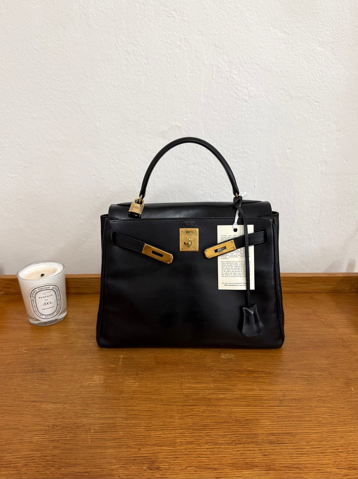 HERMES KELLY 28 BOX CALF BLACK 1959 O stamp