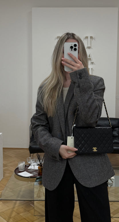 CHANEL FULL FLAP LAMBSKIN BLACK