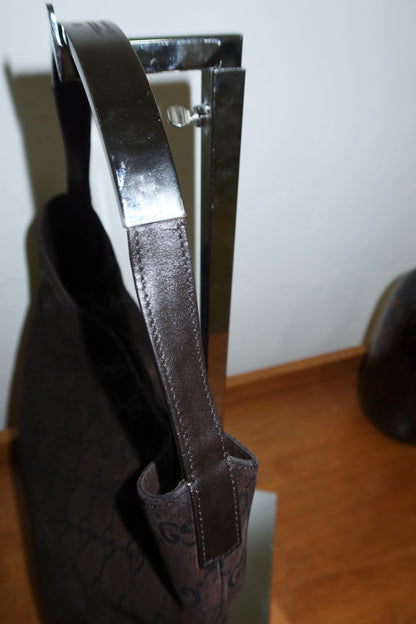 GUCCI GG HOBO BROWN SUEDE SHOULDER BAG