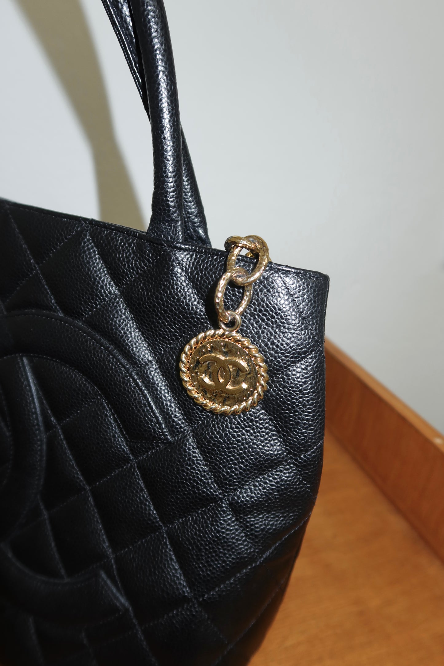 CHANEL CAVIAR MEDALLION TOTE GOLD HW
