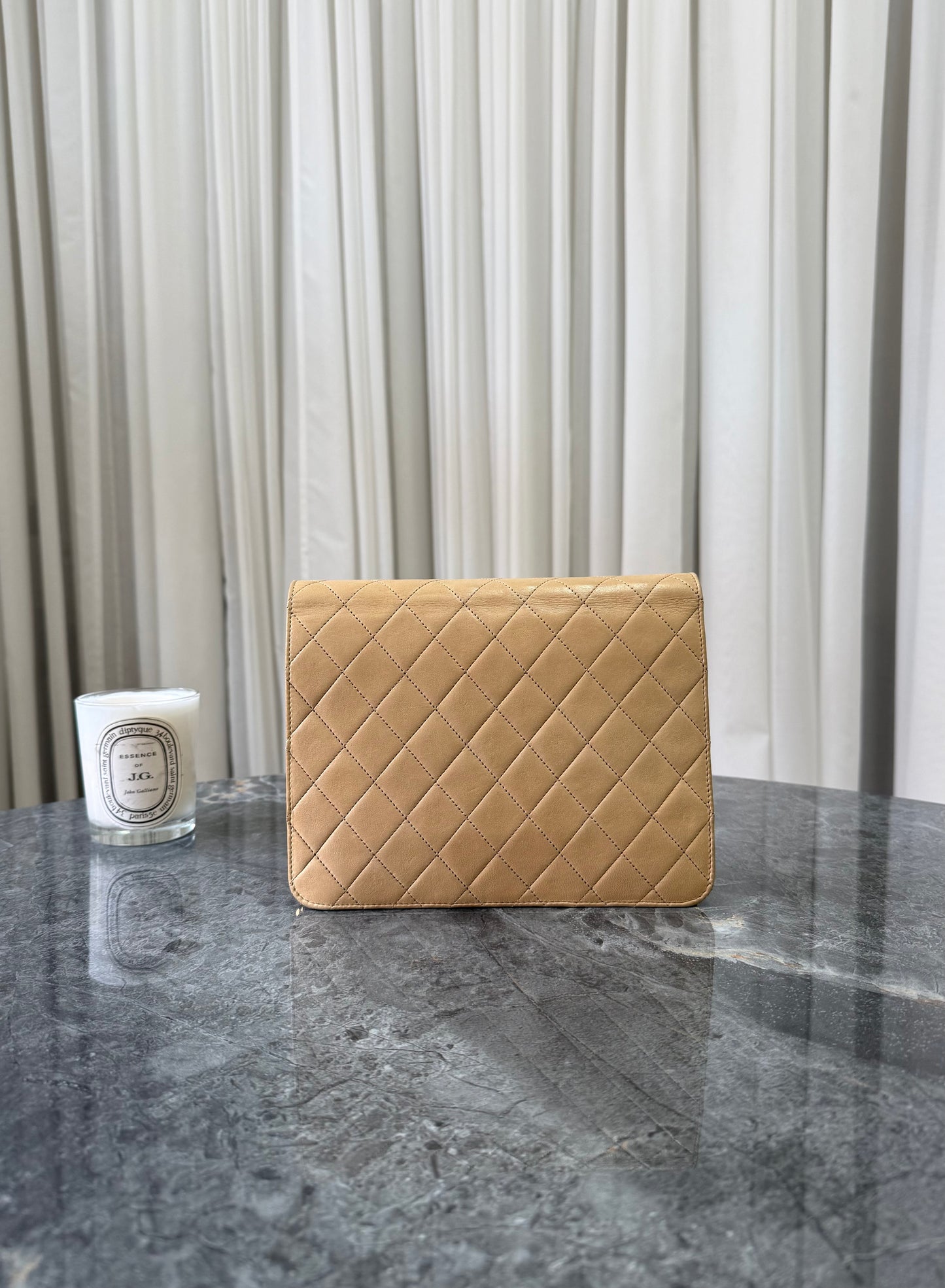 CHANEL CLASSIC SINGLE FLAP BAG LAMBSKIN BEIGE 24K HW