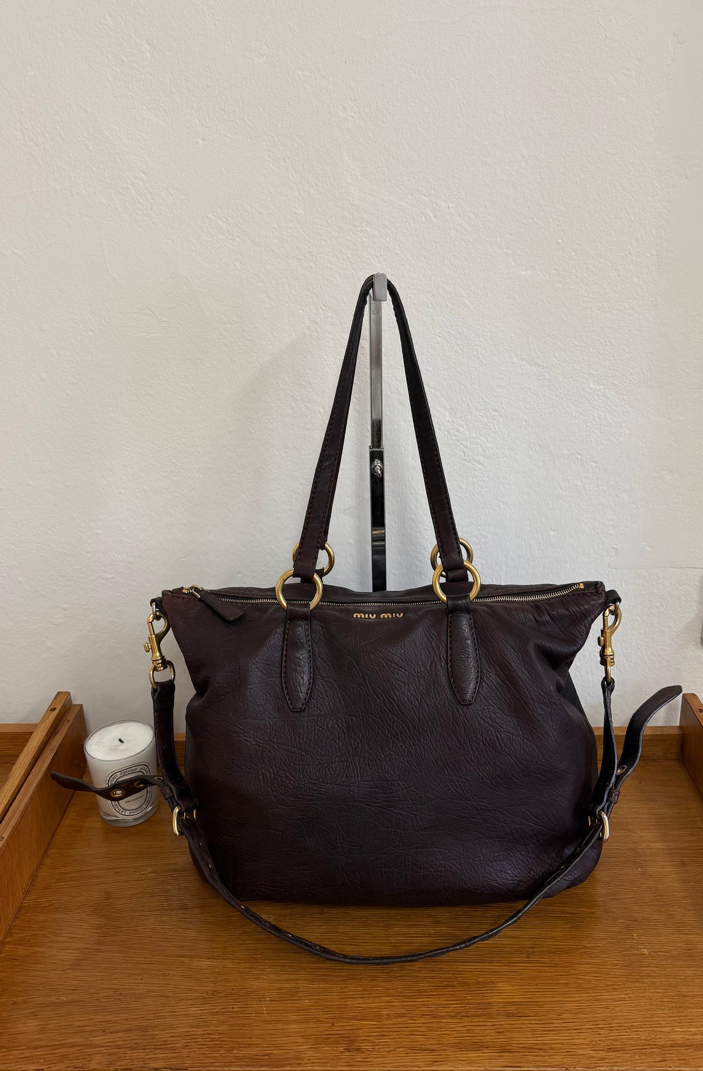 MIU MIU VITELLO SHOULDER BAG BROWN