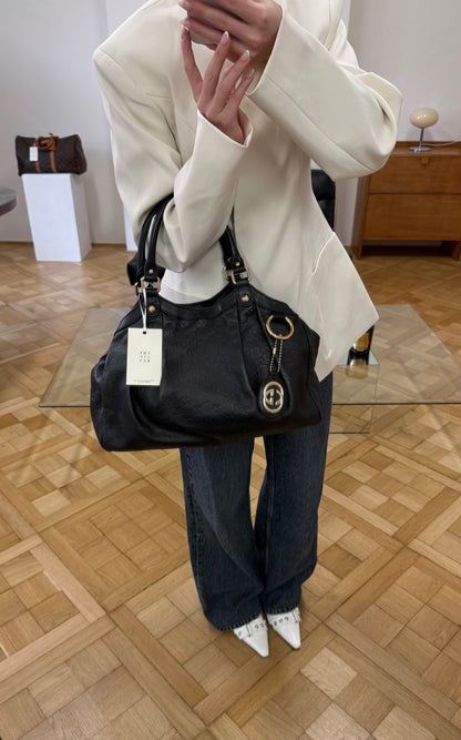 Gucci Sukey Guccissima Leather Tote Bag Black Gold HW