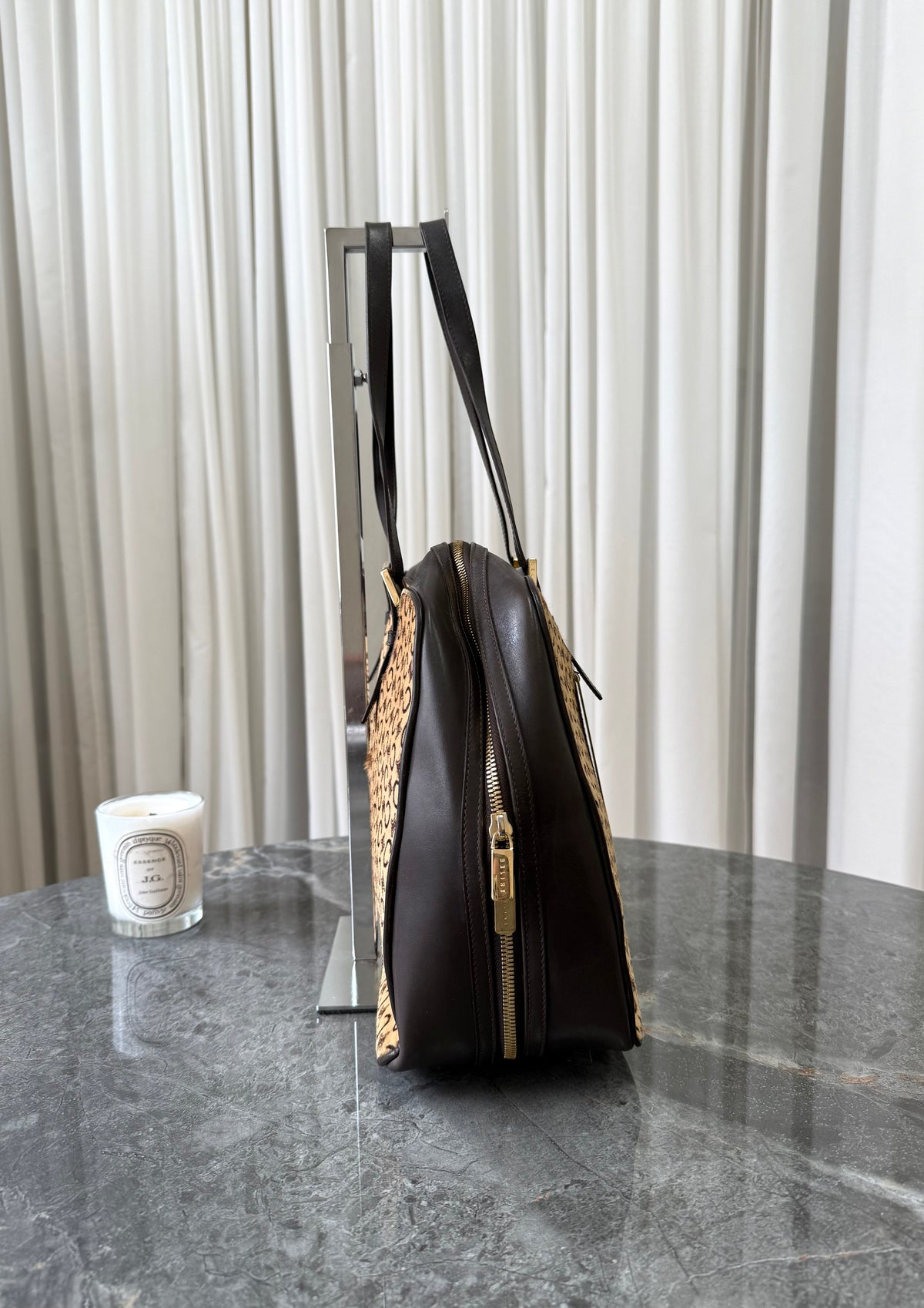 CELINE PONY HAIR CALECHE CC SHOULDER BAG