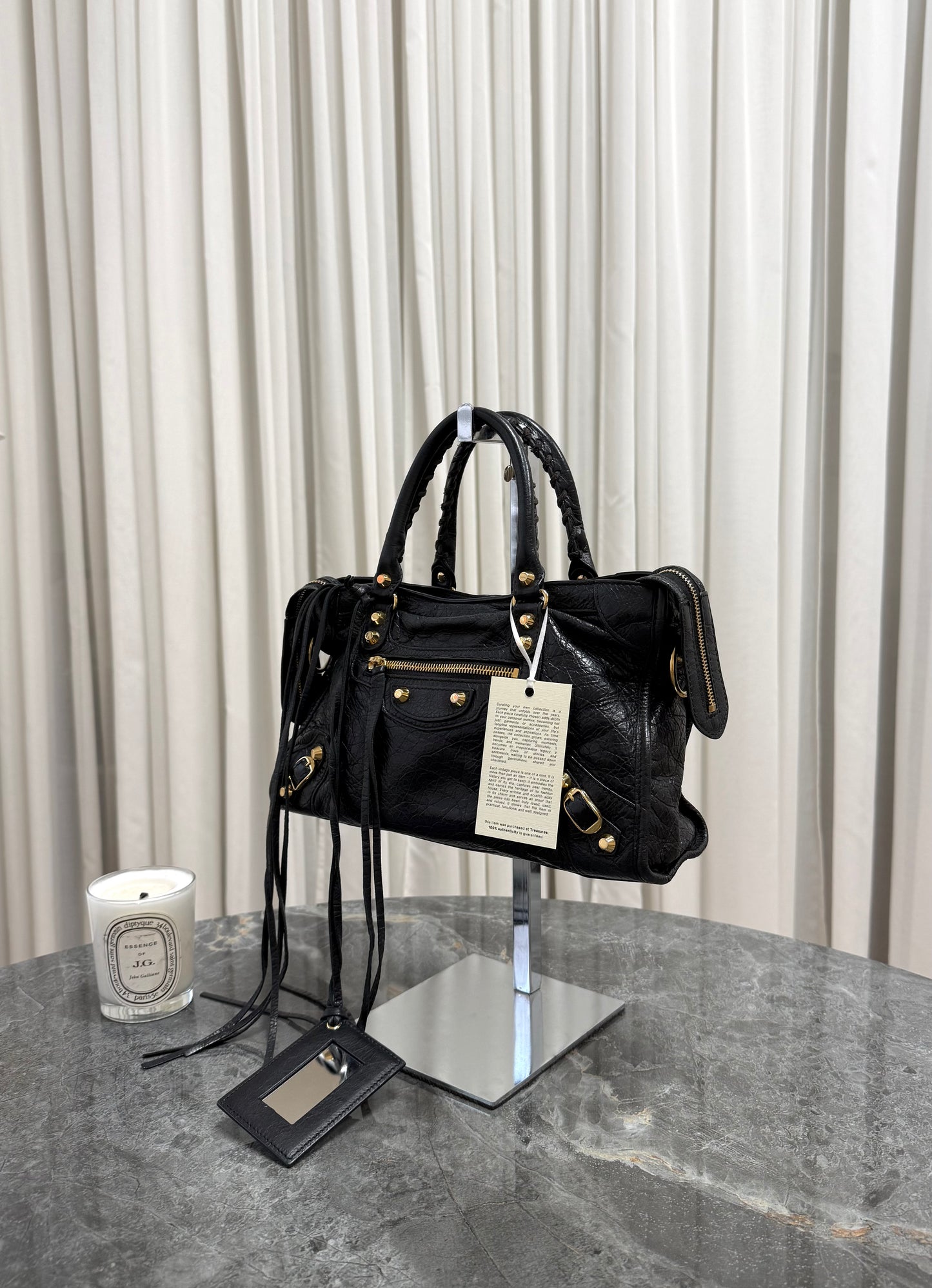 BALENCIAGA SMALL CITY BAG BLACK GOLD HW