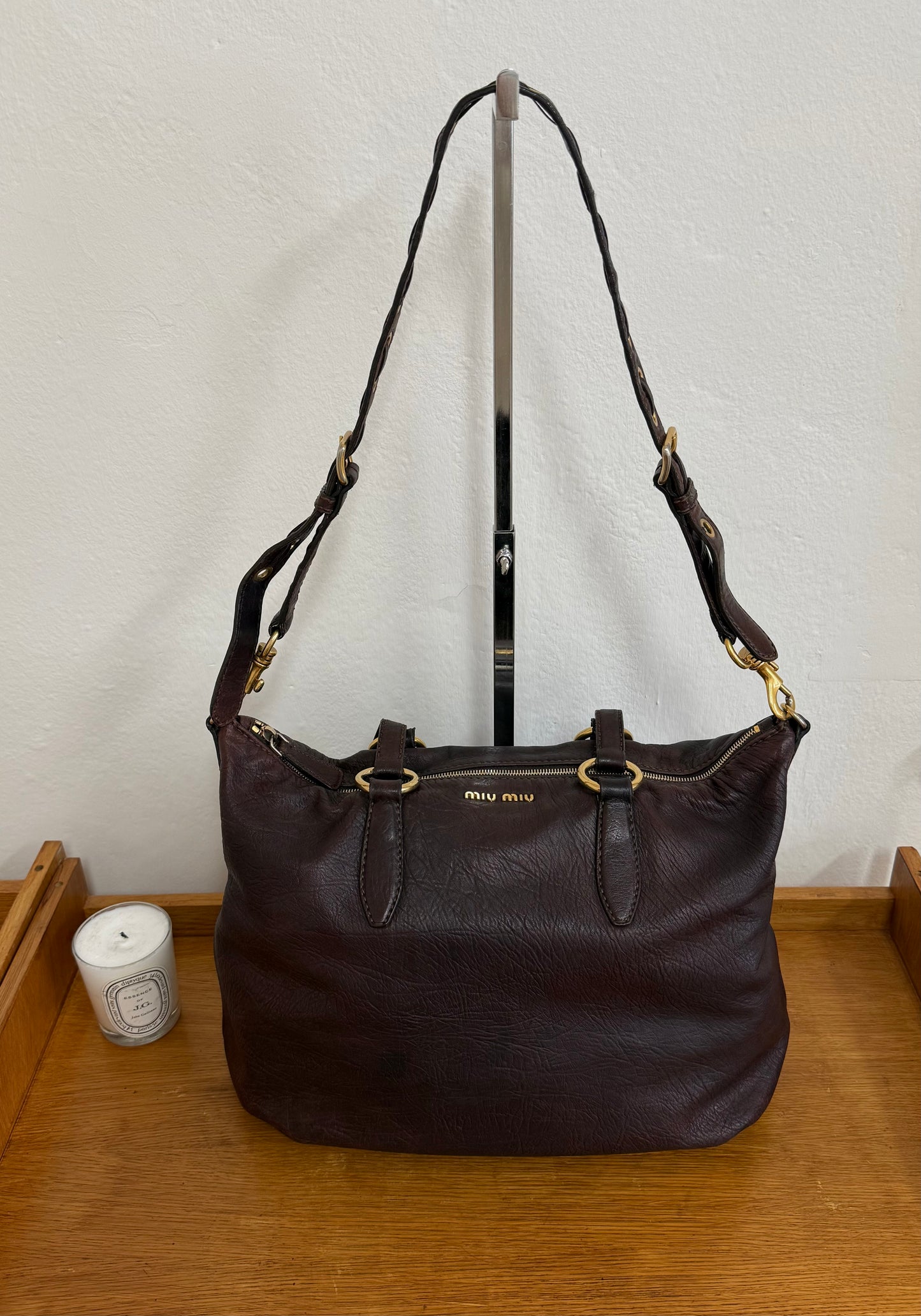 MIU MIU VITELLO SHOULDER BAG BROWN