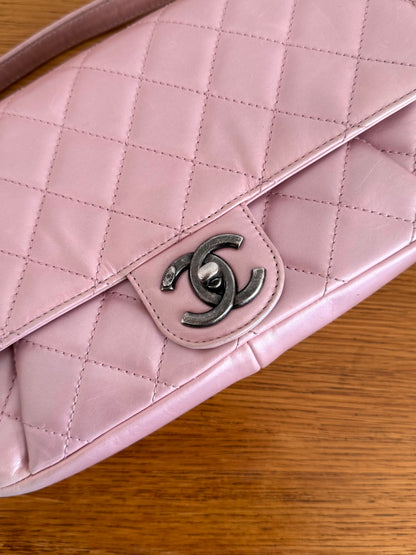 CHANEL SINGLE FLAP BAG PINK MATELASSE