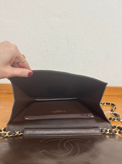 CHANEL CLASSIC SINGLE FLAP BAG BROWN 24k GOLD HW