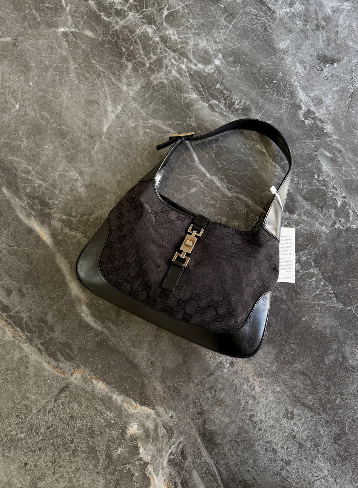 Gucci Jackie GG Canvas Shoulder Bag Black Silver HW