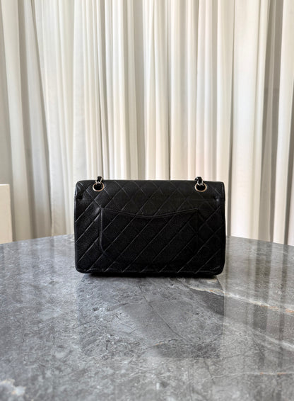 CHANEL CLASSIC DOUBLE FLAP MEDIUM CAVIAR BLACK SILVER HW