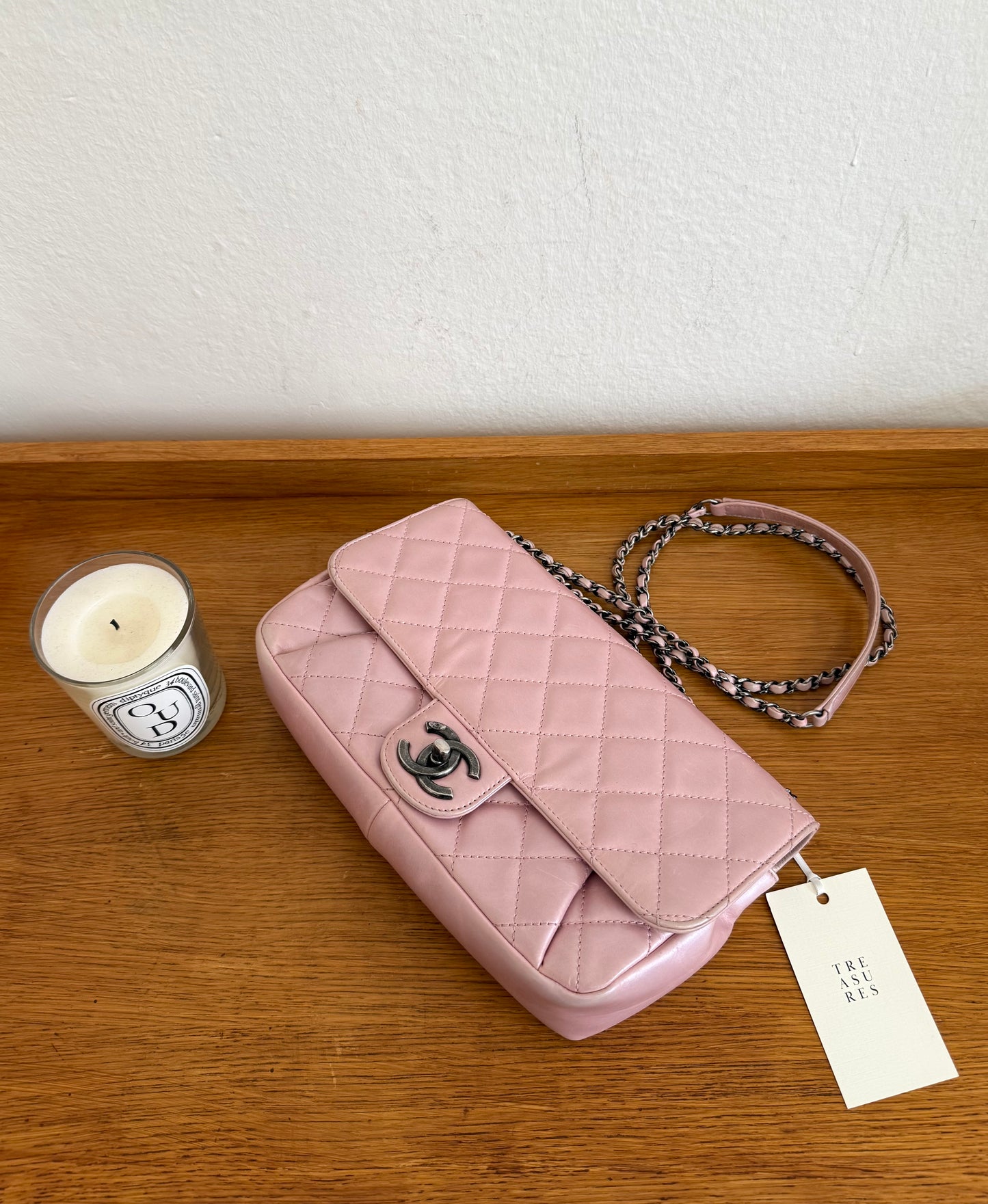 CHANEL SINGLE FLAP BAG PINK MATELASSE