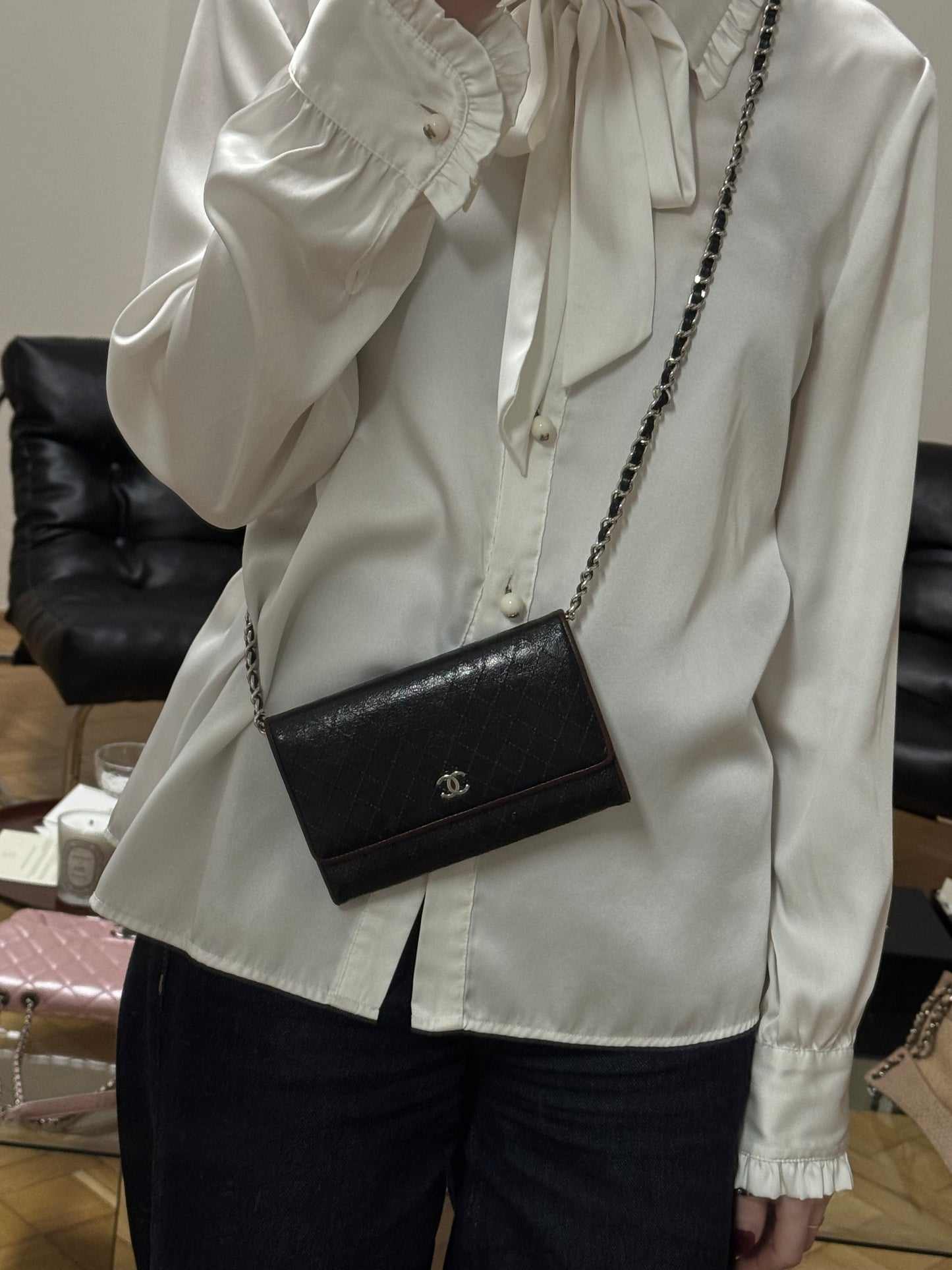 CHANEL WALLET GRAIN BURGUNDY BLACK