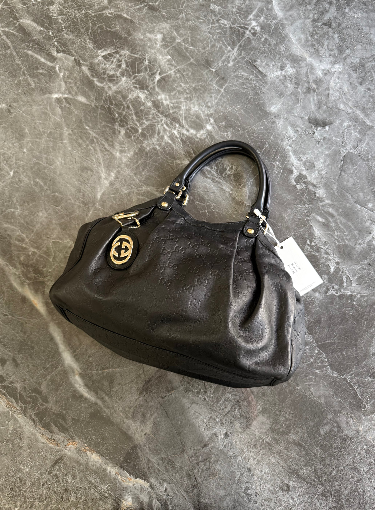 Gucci Sukey Guccissima Leather Tote Bag Black Gold HW