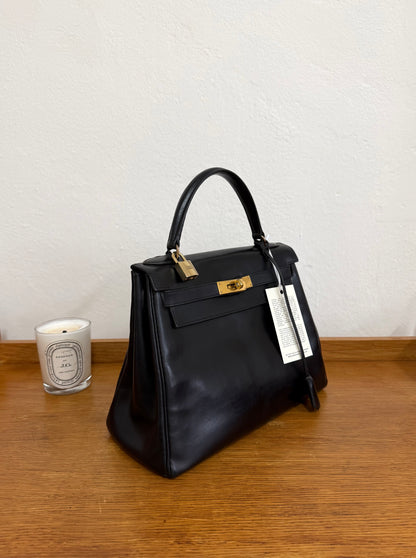 HERMES KELLY 28 BOX CALF BLACK 1959 O stamp