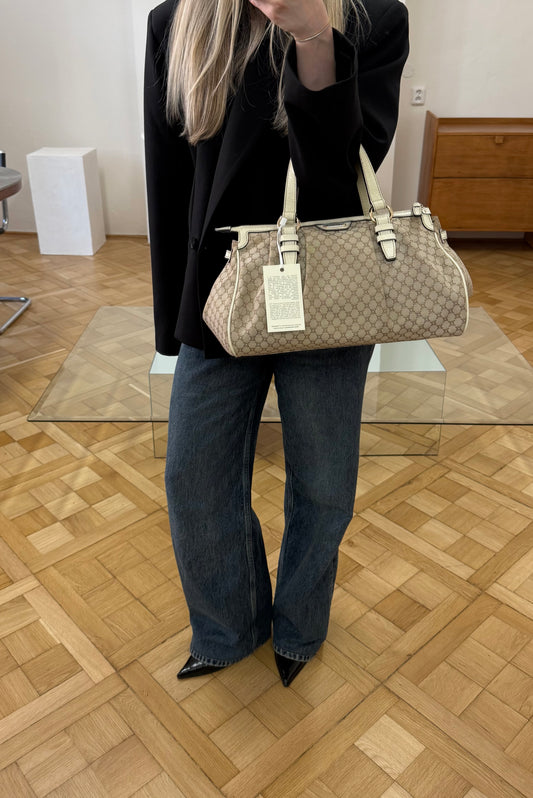 CELINE MACADAM CANVAS HANDBAG
