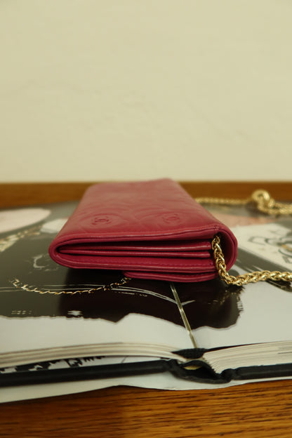 CHANEL WALLET PINK CAMELLIA GOLD
