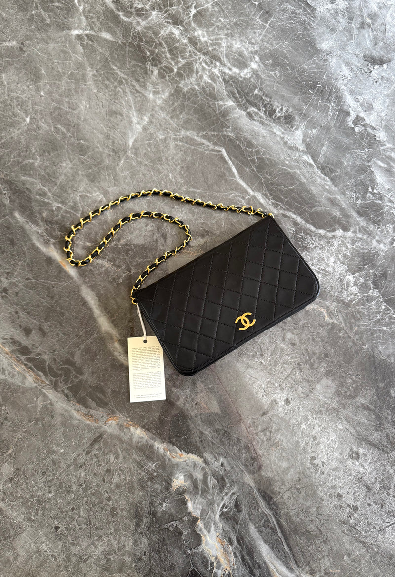 Chanel Black Timeless Classic Single Flap Lambskin 24K Gold HW