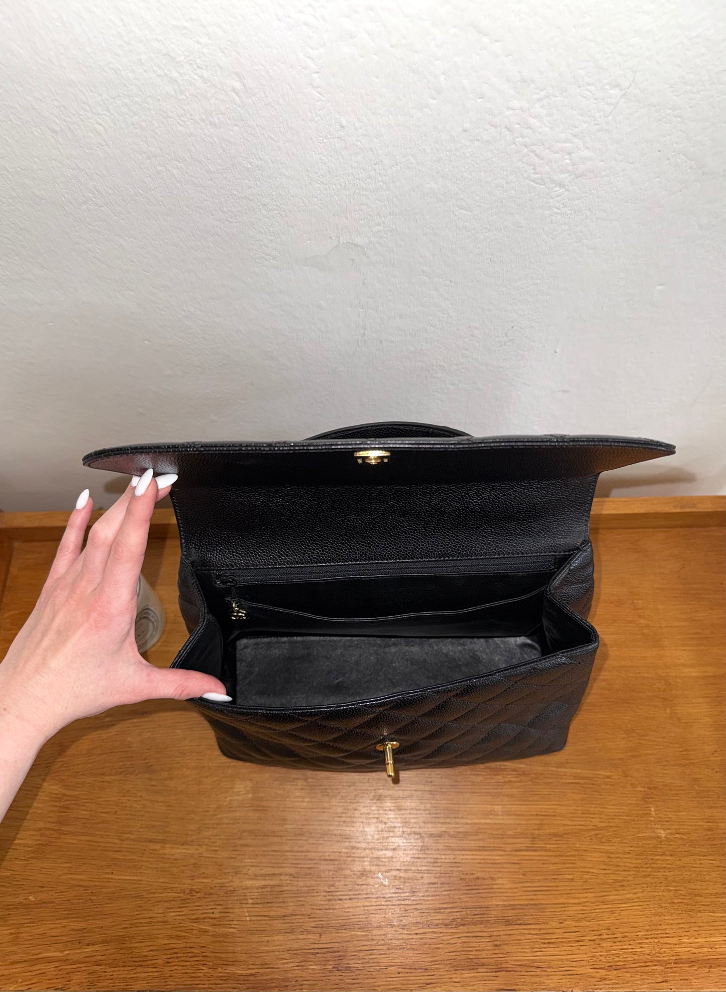 CHANEL MATELASSE CAVIAR KELLY BLACK 24K GOLD HW
