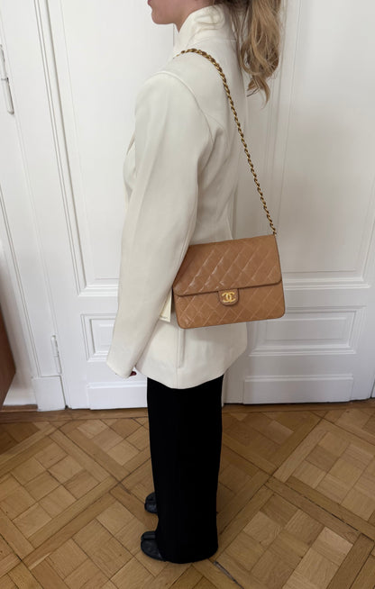 Chanel Classic Single Flap Bag  Camel Lambskin 24K Gold HW
