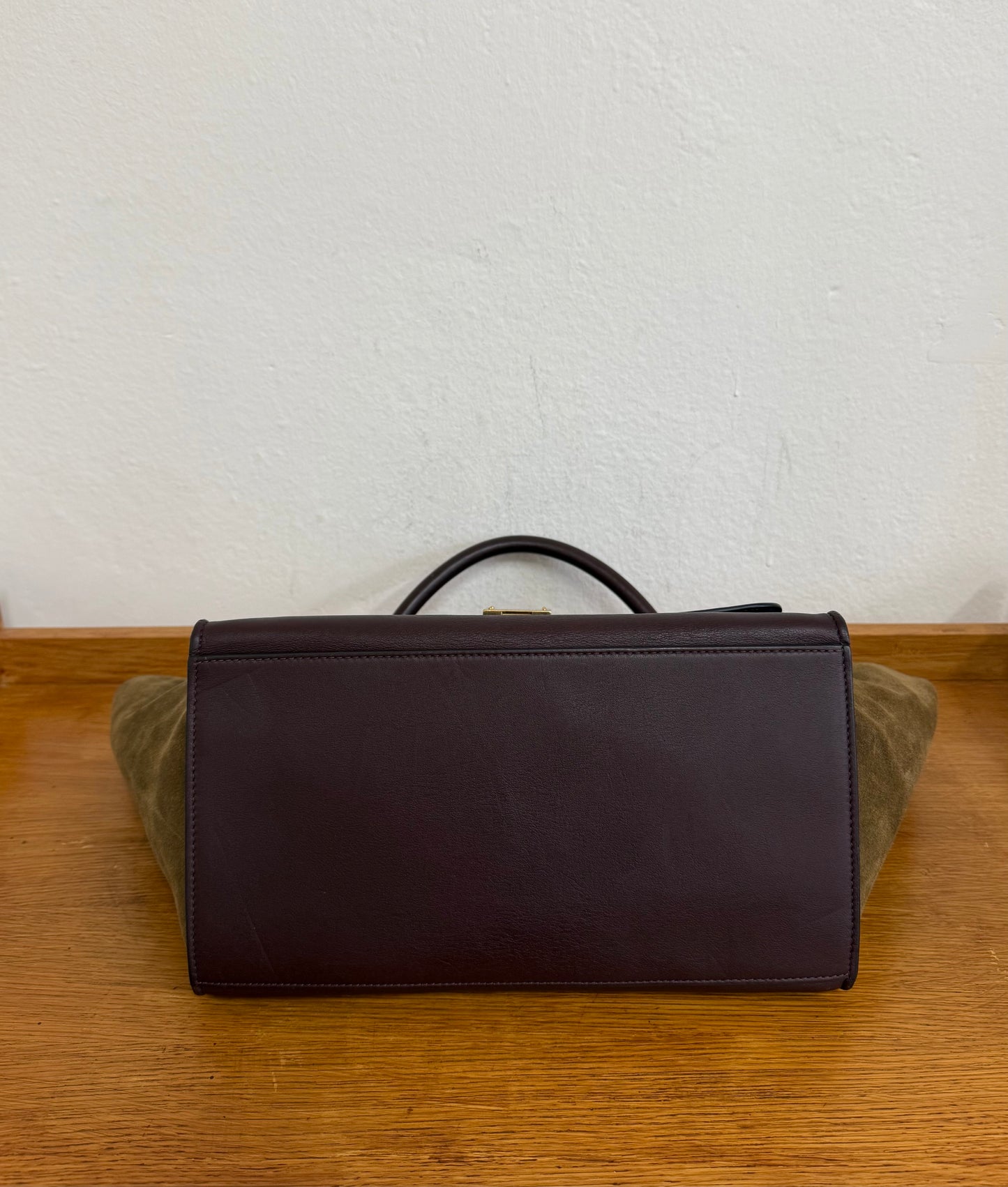 CELINE PHOEBE PHILO TRICOLOR TRAPEZE BURGUNDY NAVY