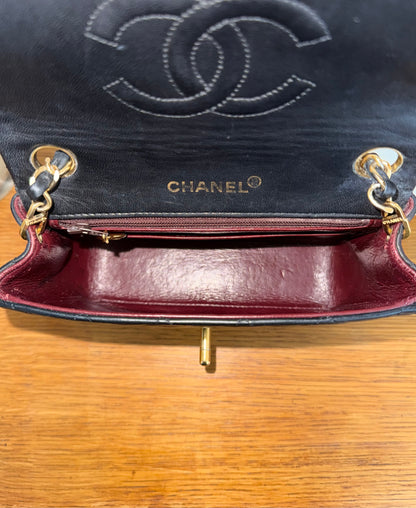 CHANEL SINGLE FLAP BAG BLACK LAMBSKIN