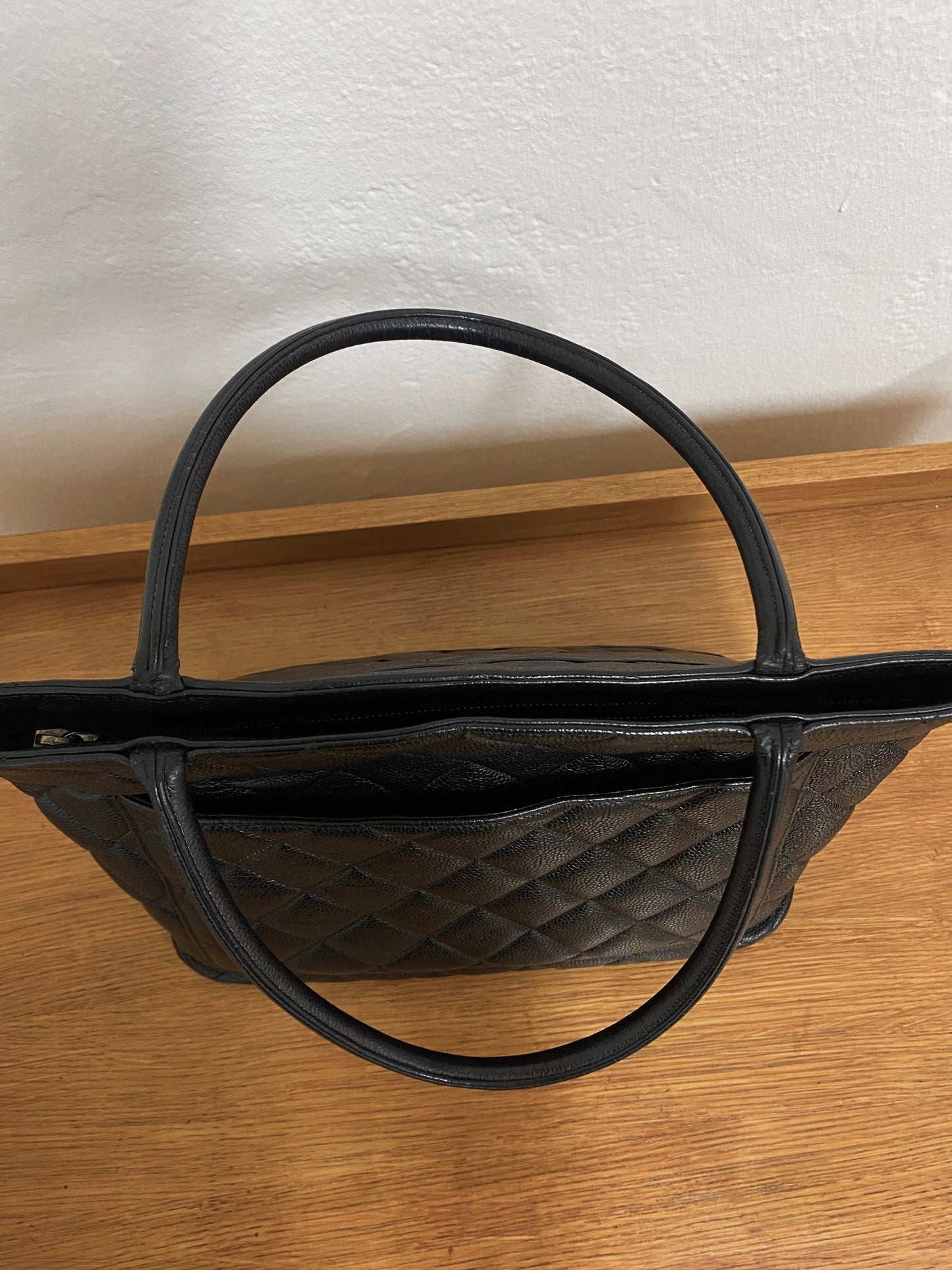 CHANEL CAVIAR MEDALLION TOTE SILVER HW