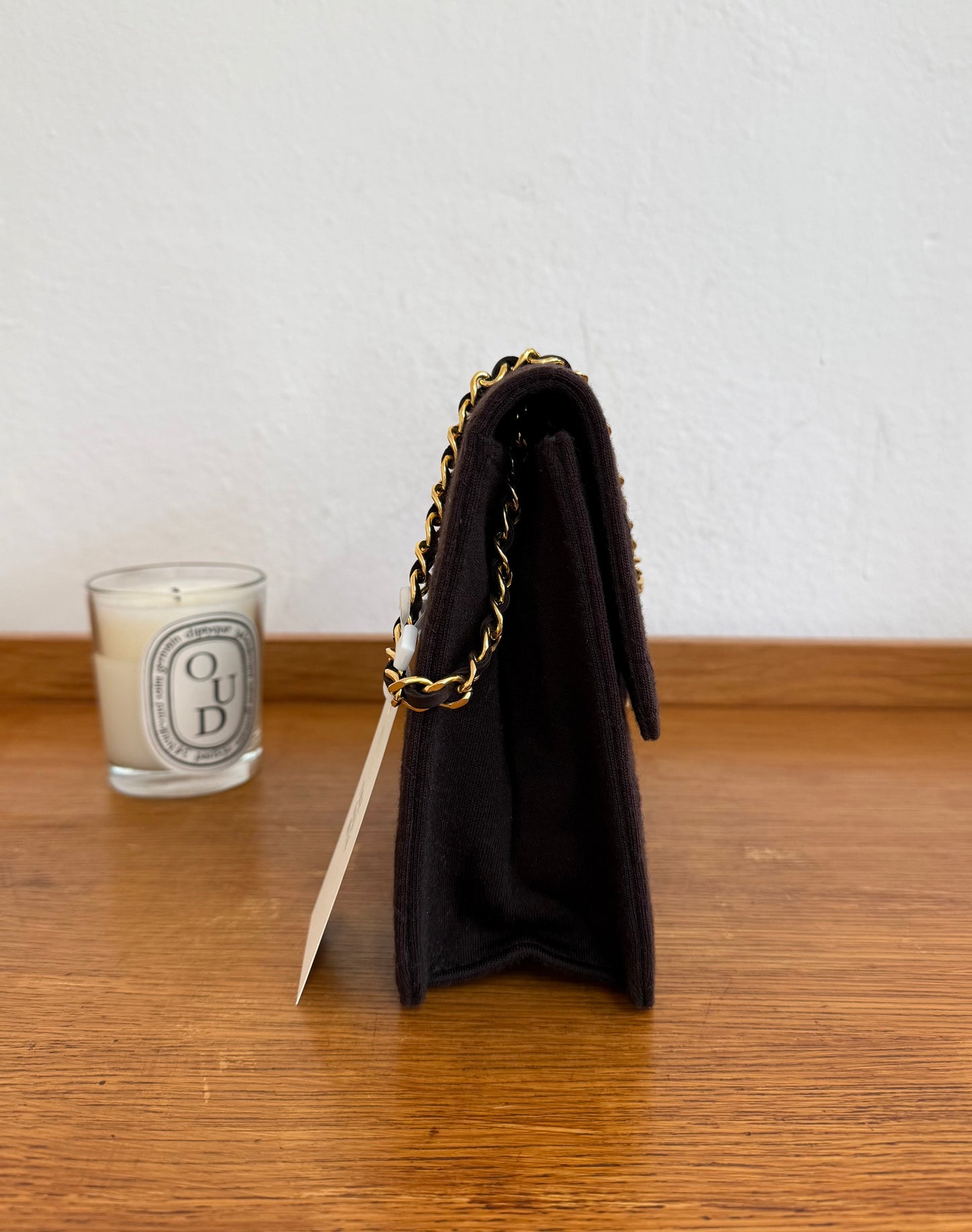 CHANEL SINGLE FLAP MATELASSE JERSEY BROWN BAG