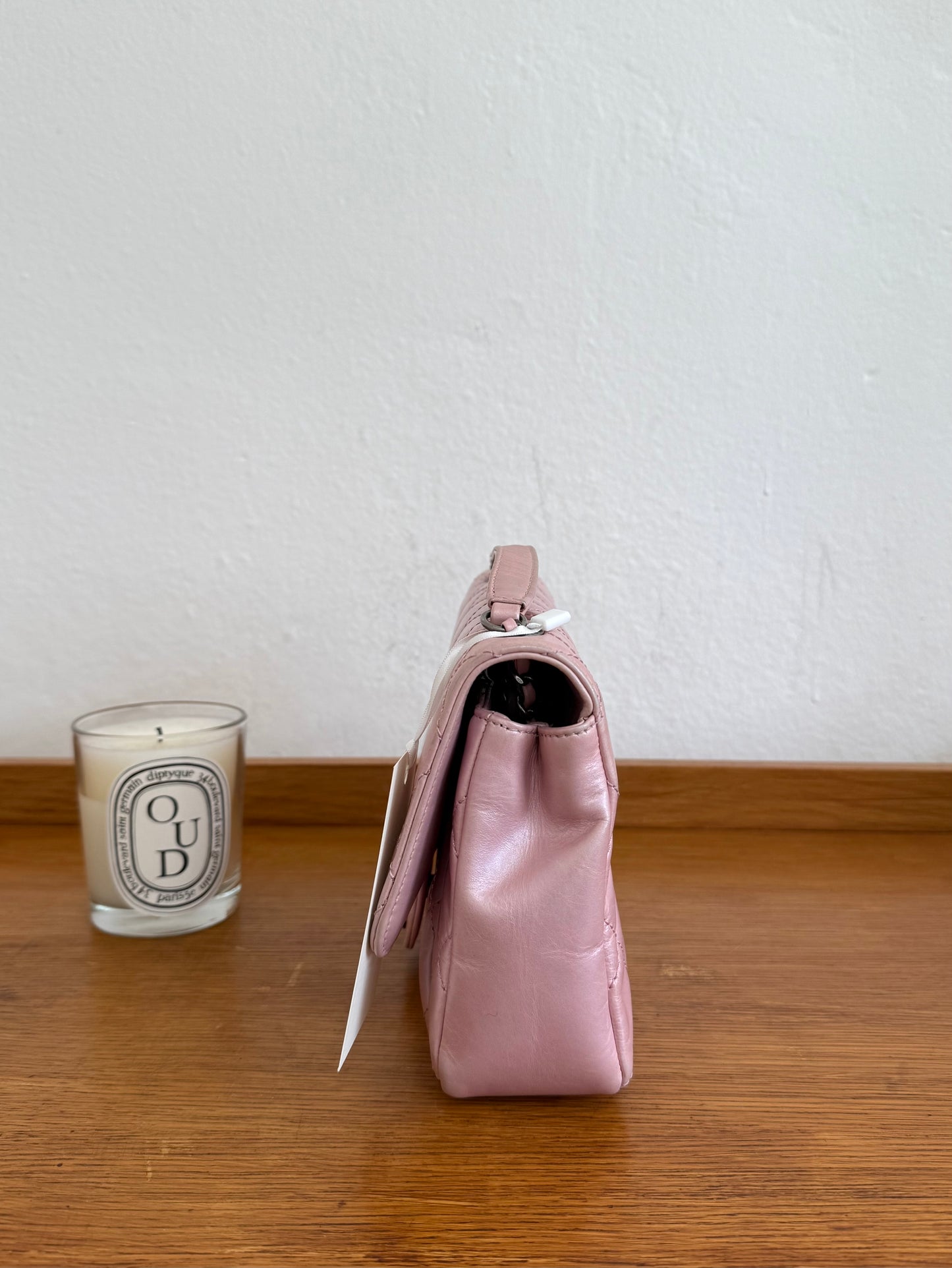 CHANEL SINGLE FLAP BAG PINK MATELASSE