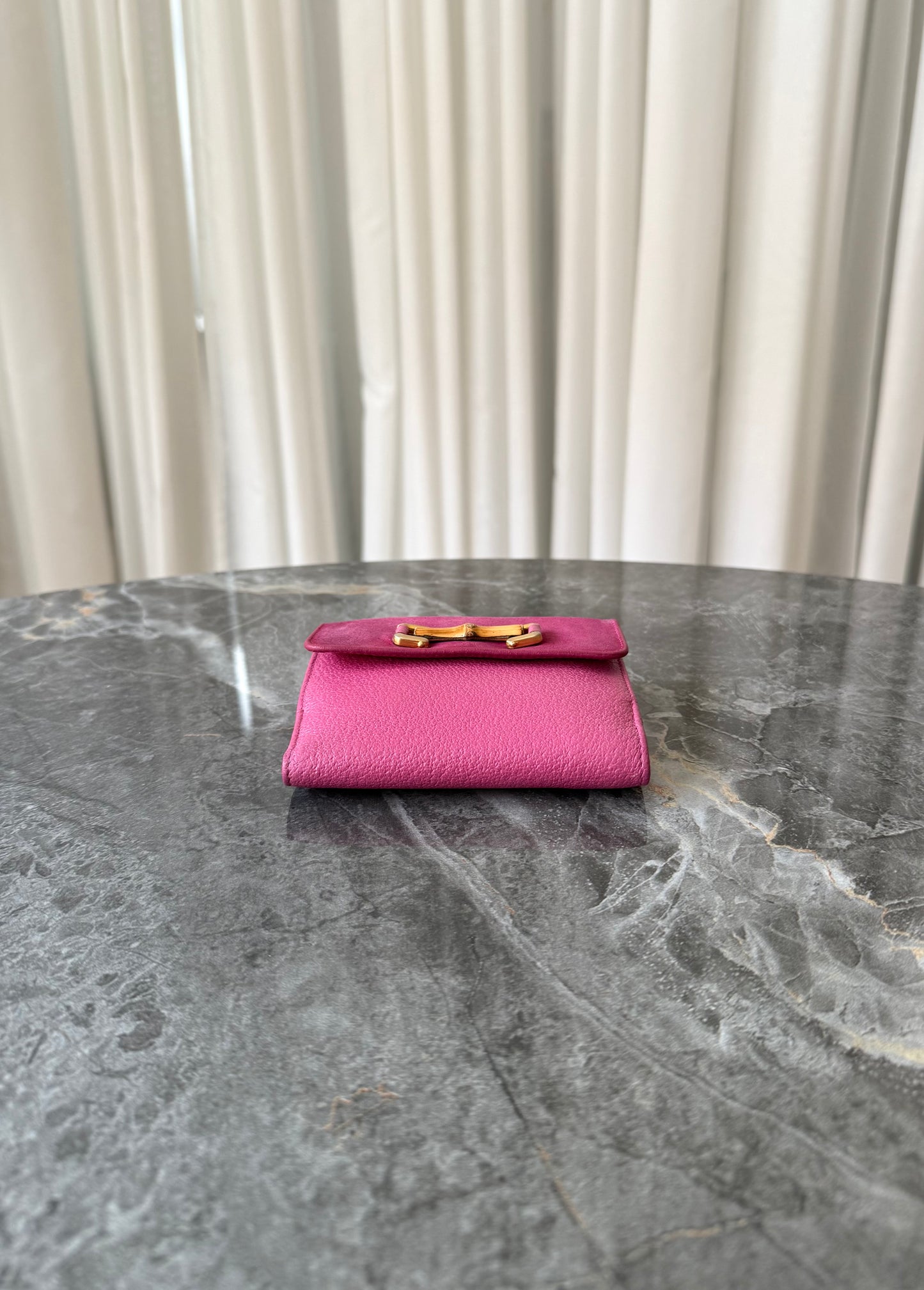 GUCCI BAMBOO LEATHER WALLET PINK