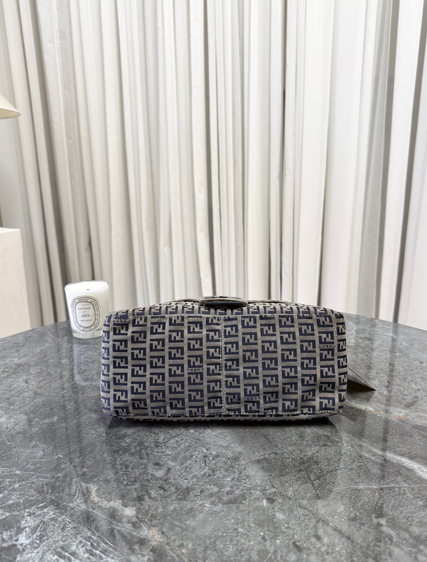 FENDI ZUCCA MAMMA BAGUETTE BAG NAVY