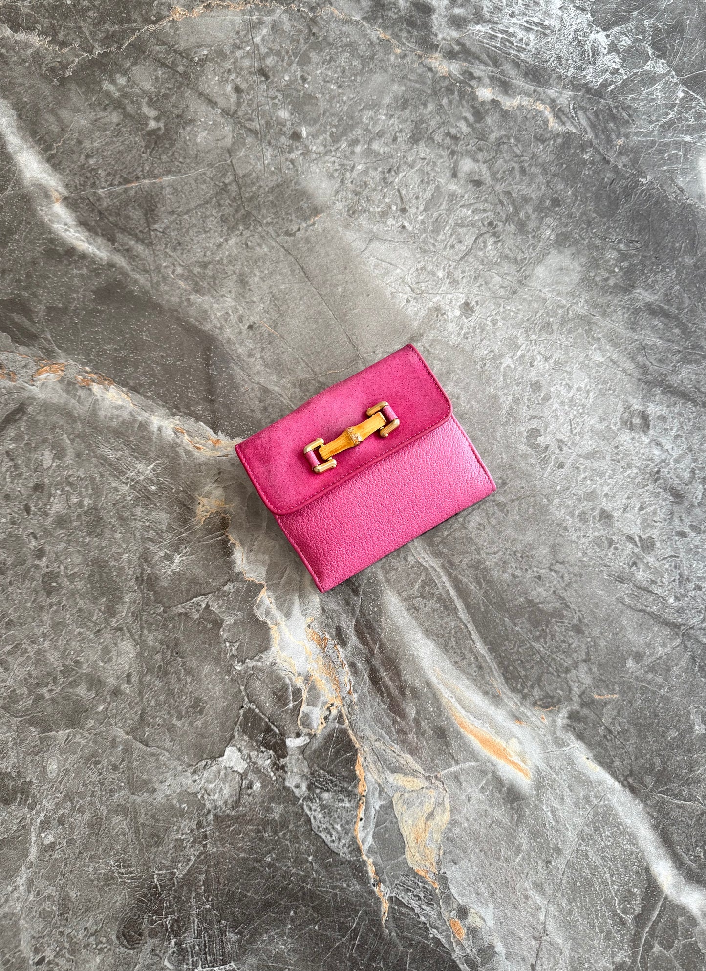 GUCCI BAMBOO LEATHER WALLET PINK