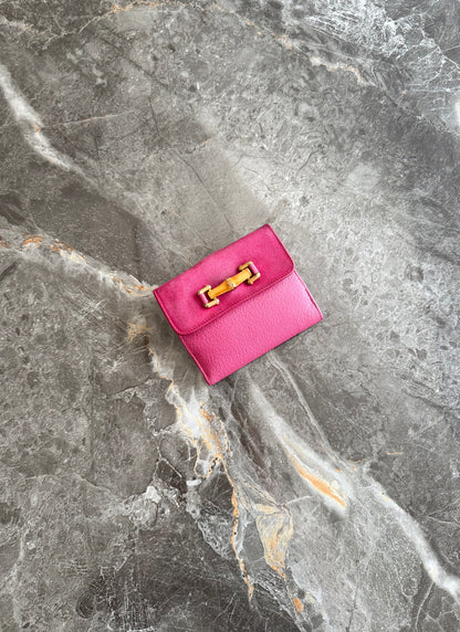 GUCCI BAMBOO LEATHER WALLET PINK