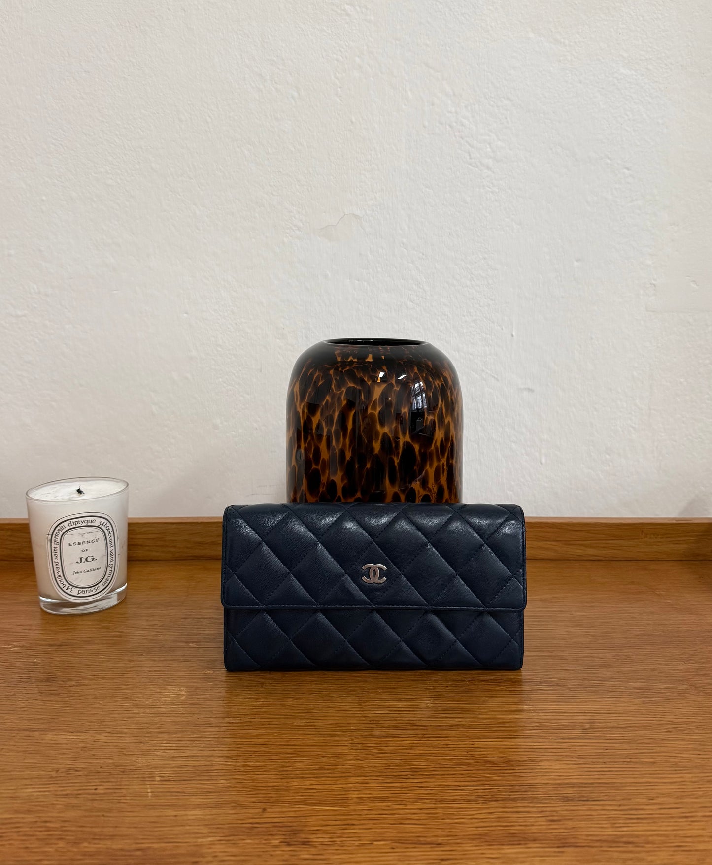 CHANEL CLASSIC LONG WALLET LAMBSKIN SERIES 17 NAVY