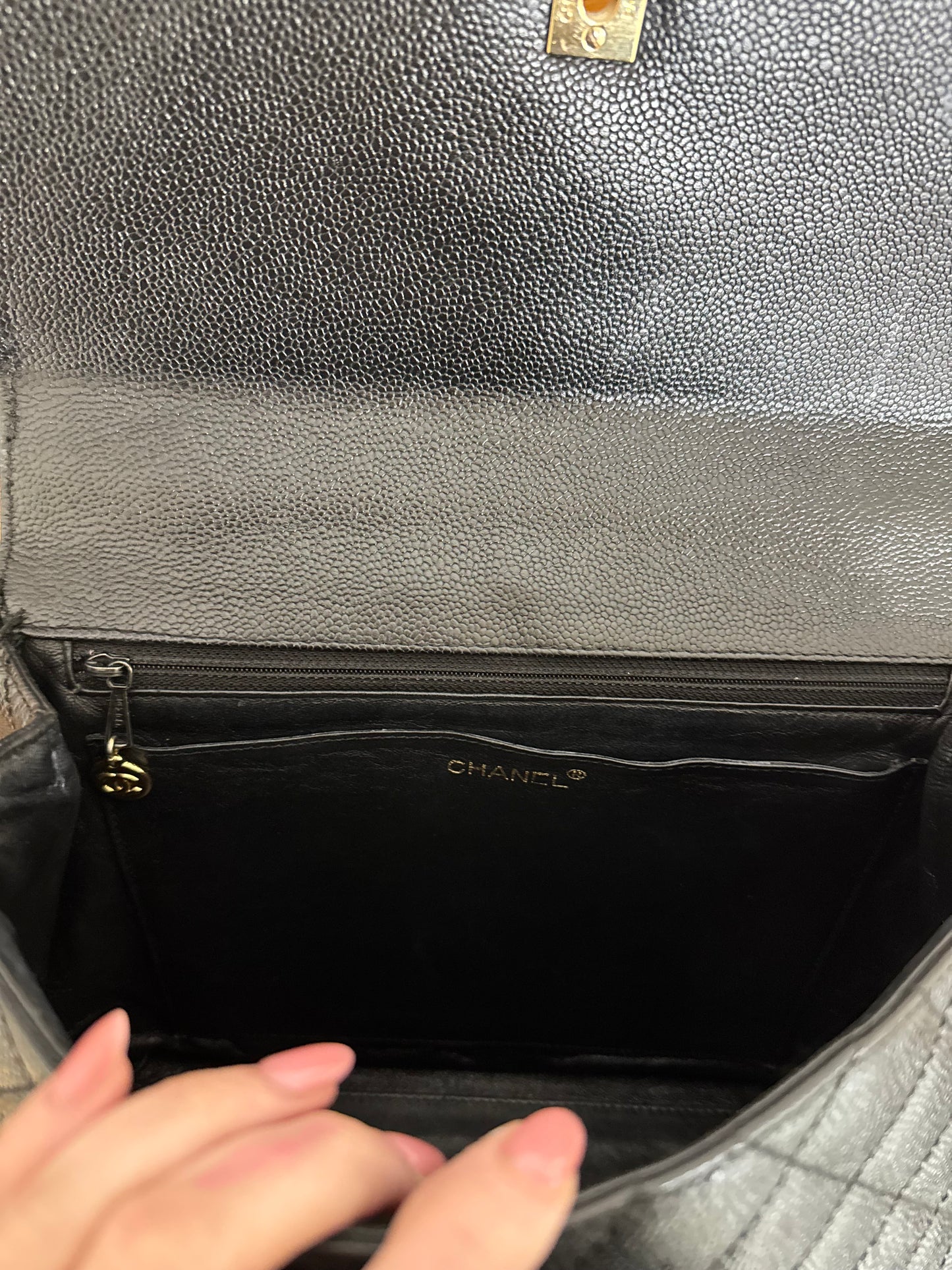 CHANEL MATELASSE CAVIAR KELLY BLACK 24K GOLD HW