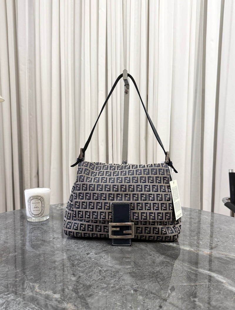 FENDI ZUCCA MAMMA BAGUETTE BAG NAVY