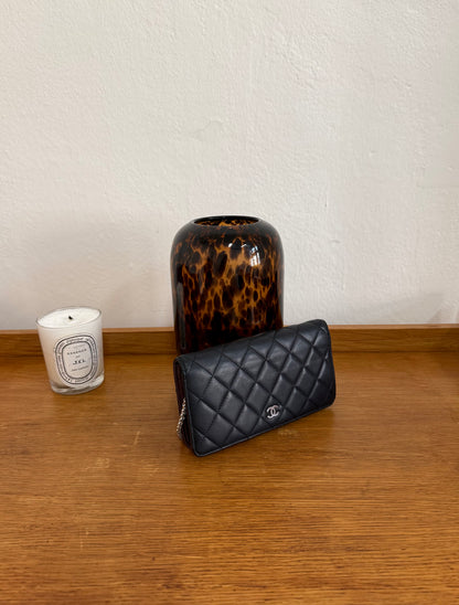 CHANEL CLASSIC LONG WALLET LAMBSKIN BLACK