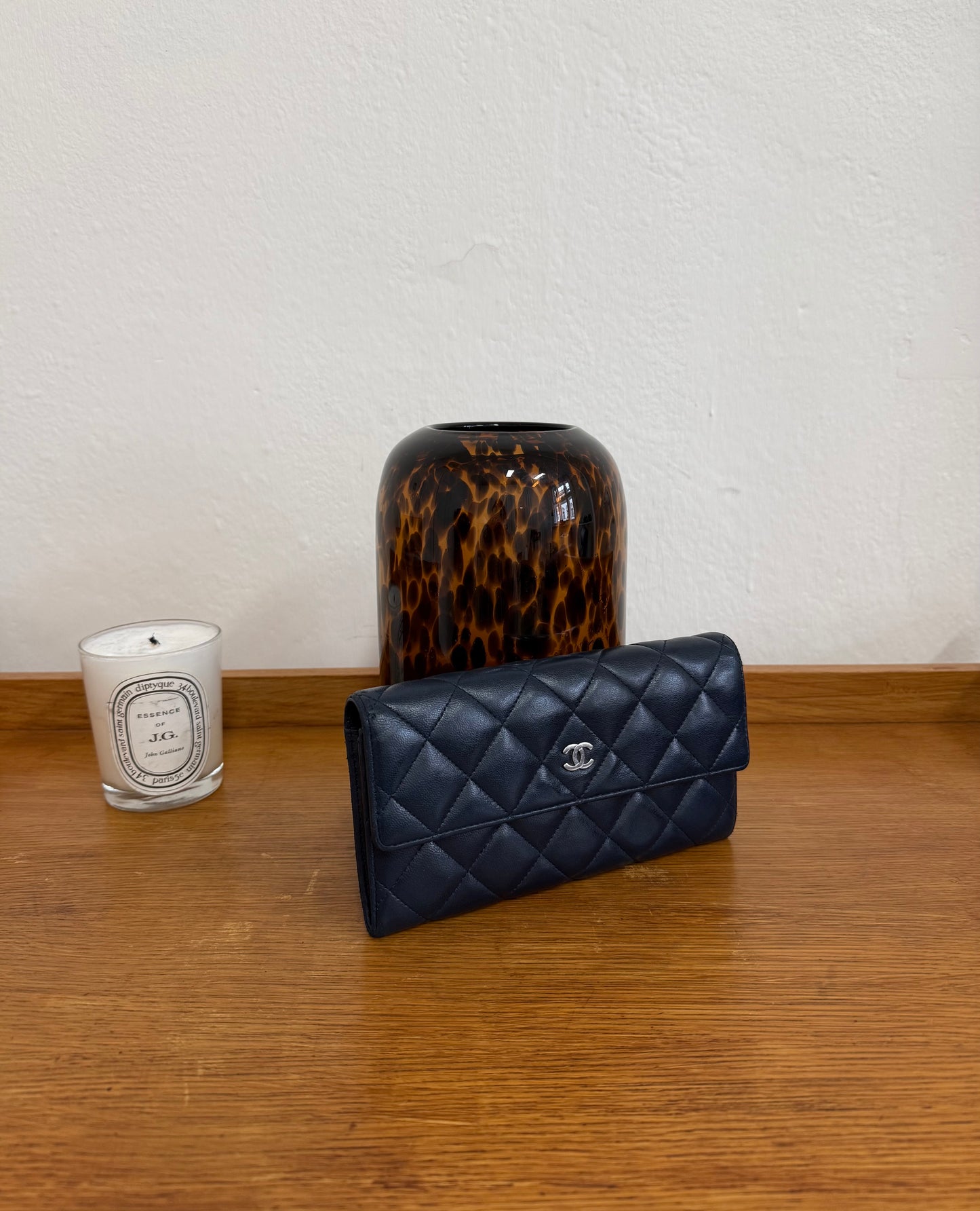 CHANEL CLASSIC LONG WALLET LAMBSKIN SERIES 17 NAVY